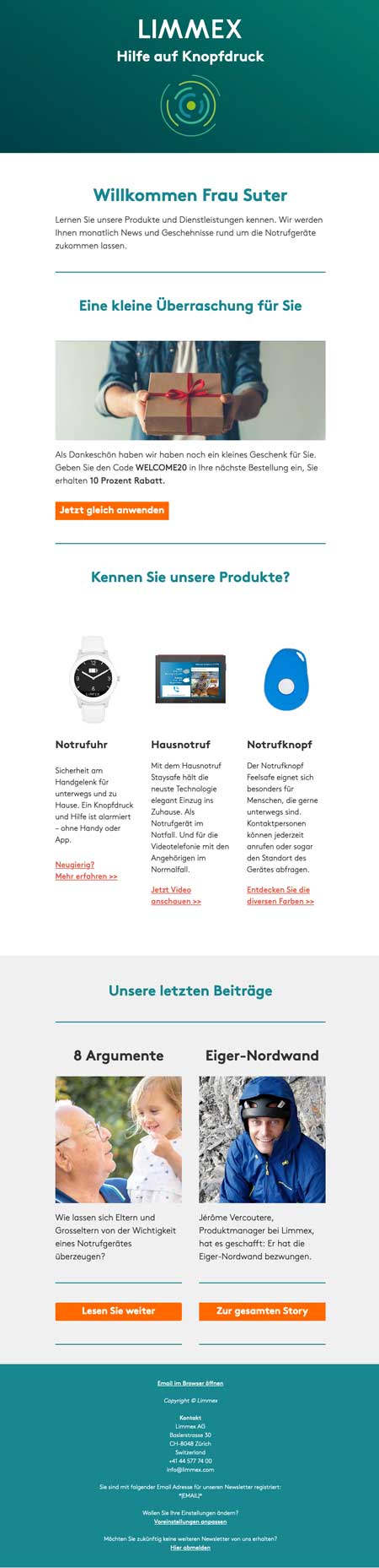 Mailchimp Newsletter Template f&uuml;r die Limmex